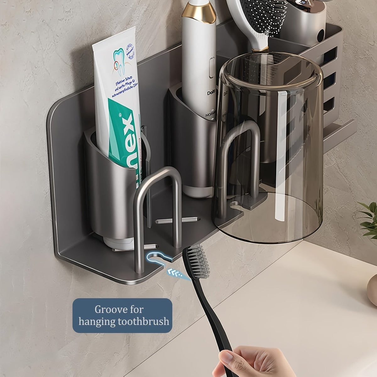 Niropi | BristleHub Wall-Mounted Electric Toothbrush Holder – Aluminum Bathroom Organizer with Drainage Holes