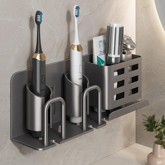 Niropi | BristleHub Wall-Mounted Electric Toothbrush Holder – Aluminum Bathroom Organizer with Drainage Holes