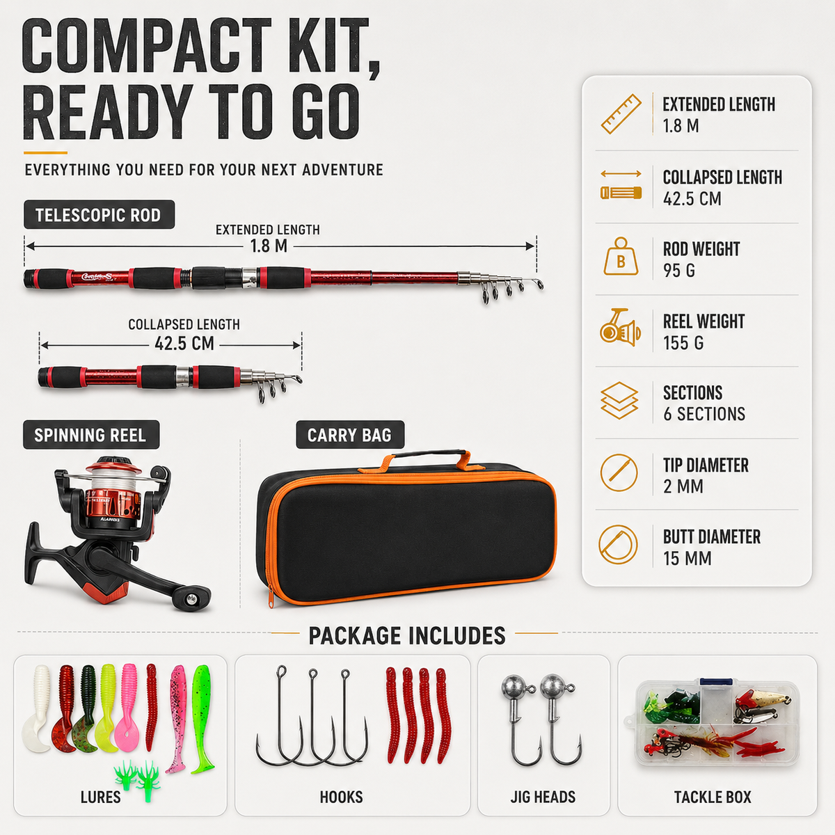 Niropi | Castaway Telescopic Travel Fishing Rod Set