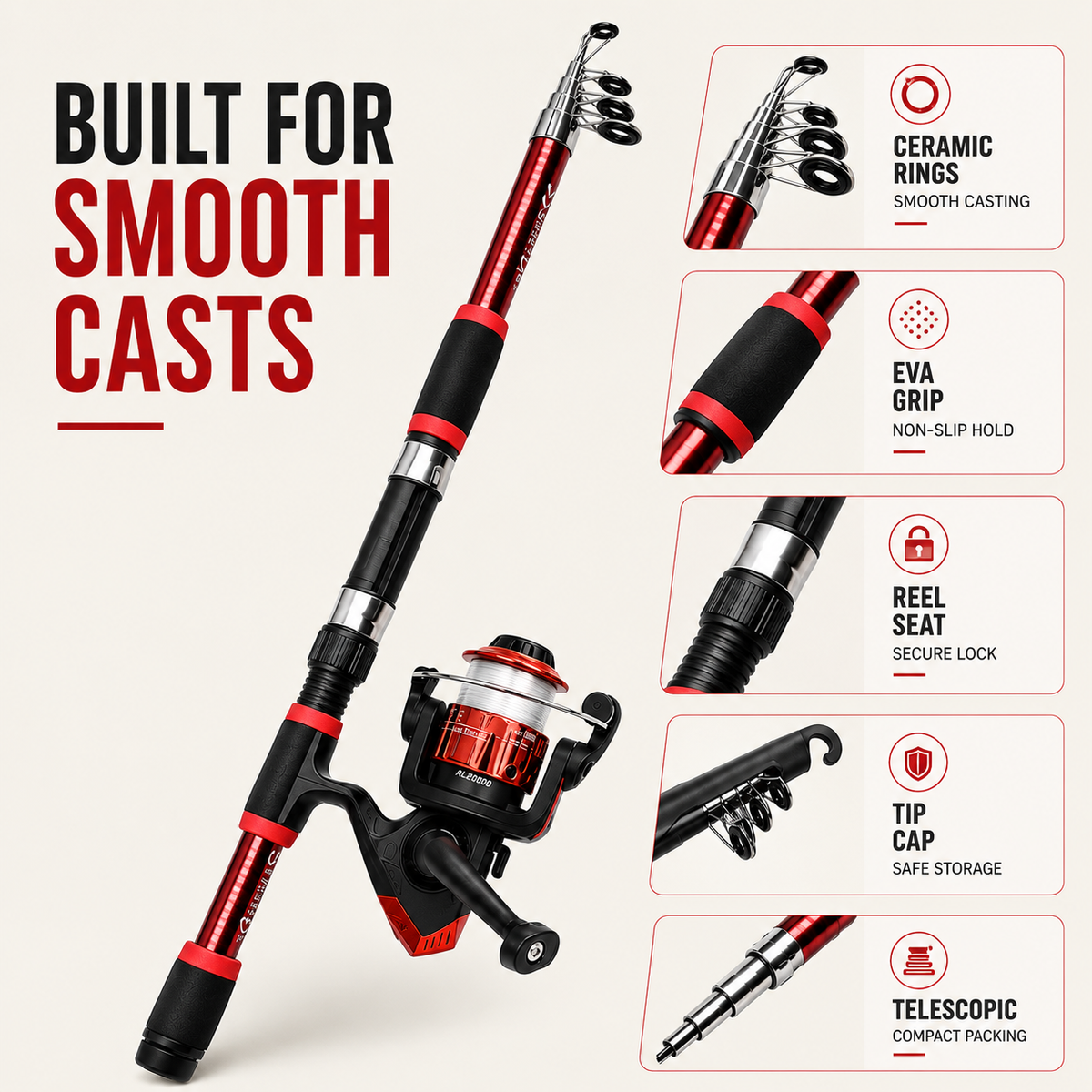 Niropi | Castaway Telescopic Travel Fishing Rod Set