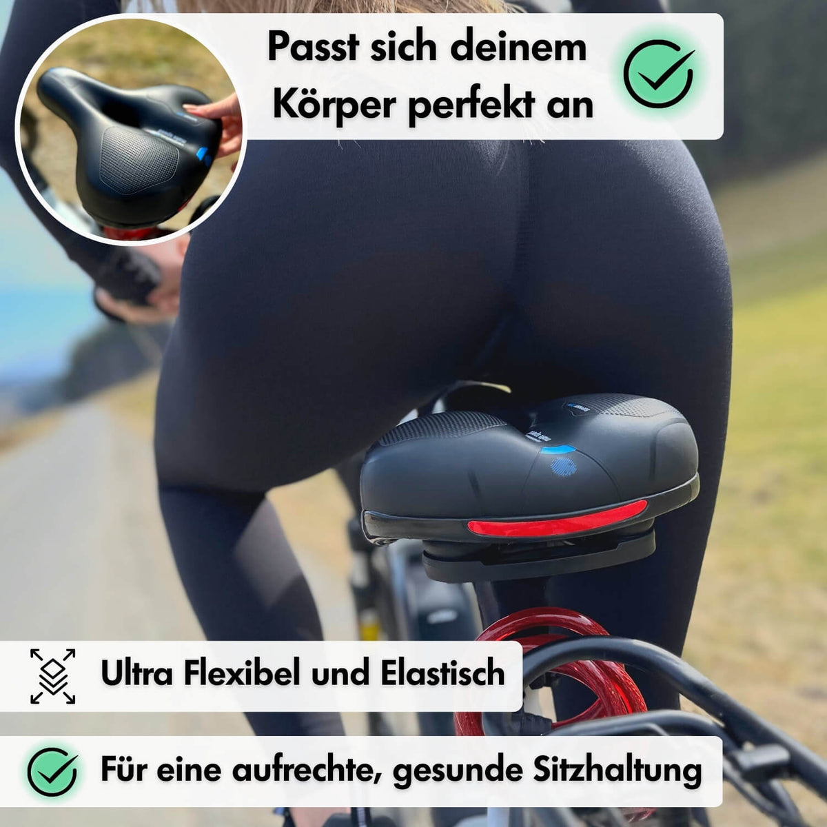 Niropi | CloudComfort Pro Bicycle Seat | Pressure-Relieving Memory Foam | Black
