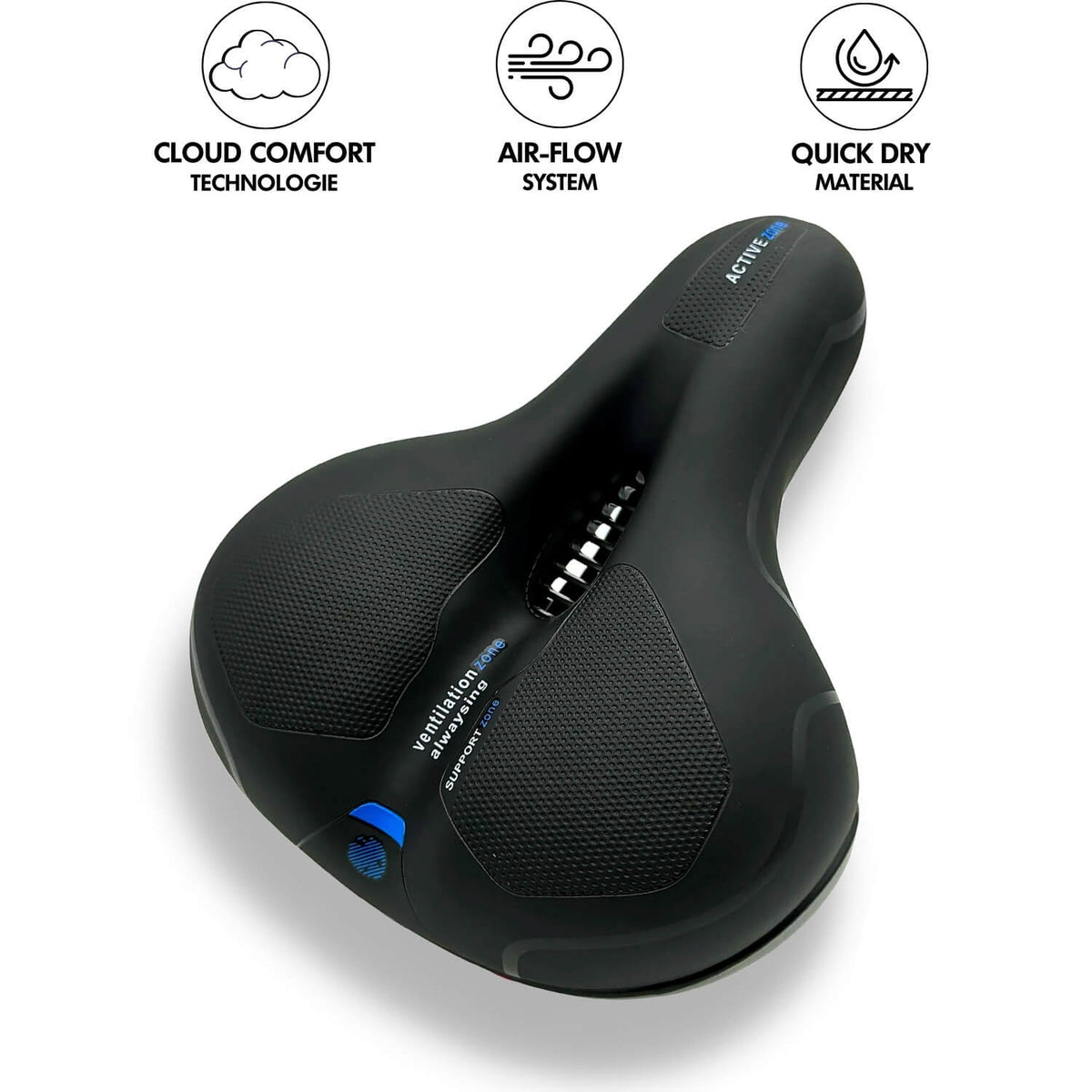 Niropi | CloudComfort Pro Bicycle Seat | Pressure-Relieving Memory Foam | Black