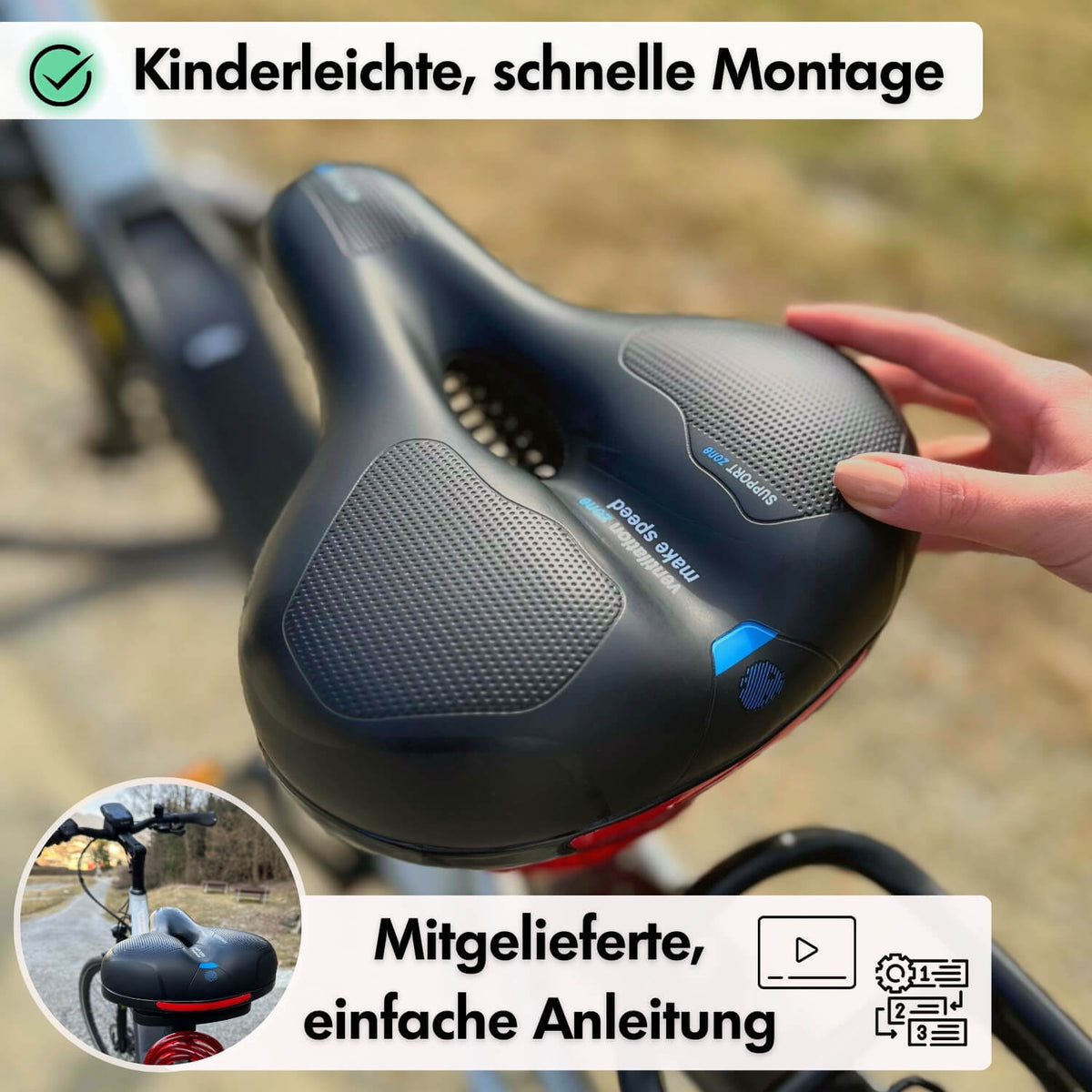 Niropi | CloudComfort Pro Bicycle Seat | Pressure-Relieving Memory Foam | Black