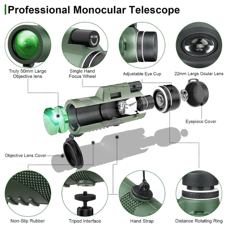 Niropi | Compact 600x Ultra-Zoom Monocular | HD Lens, Lightweight & Perfect for Hiking, Birdwatching, and Sports Events