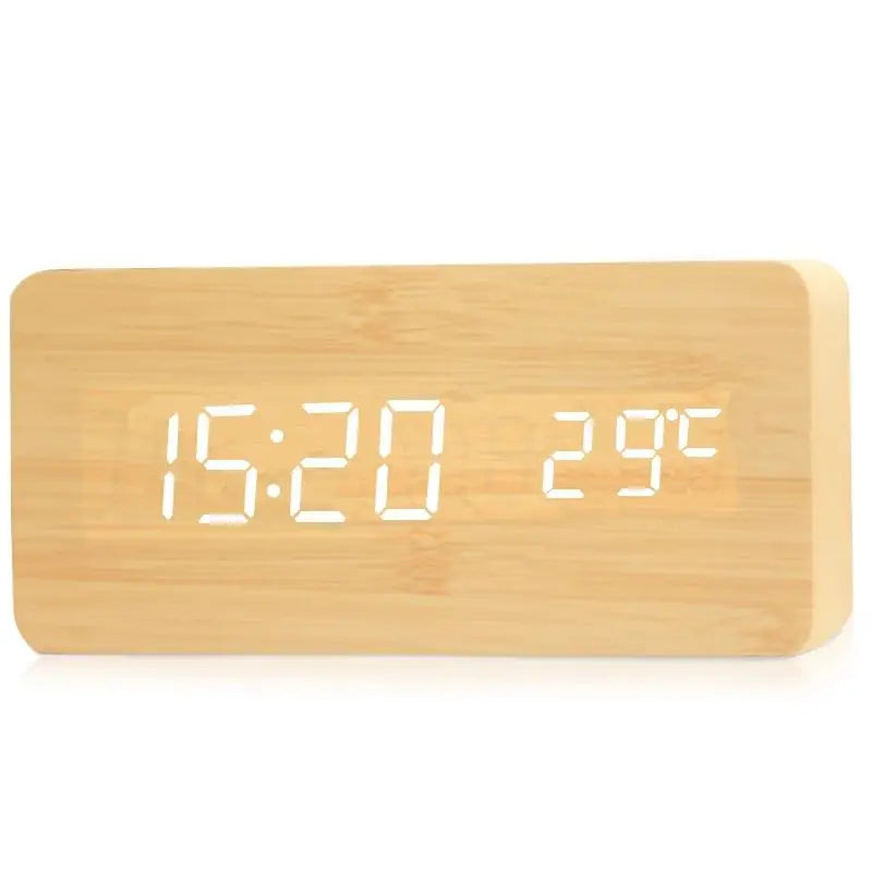 Niropi | Digital Wooden Alarm Clock | LED Display, Silent Operation