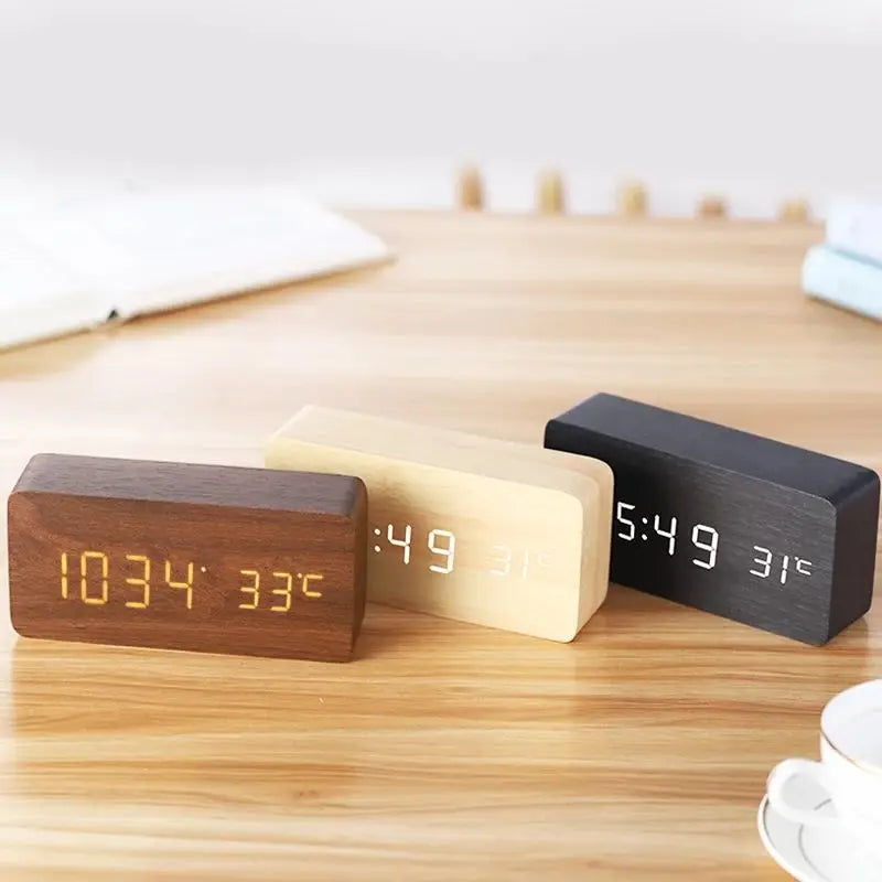 Niropi | Digital Wooden Alarm Clock | LED Display, Silent Operation