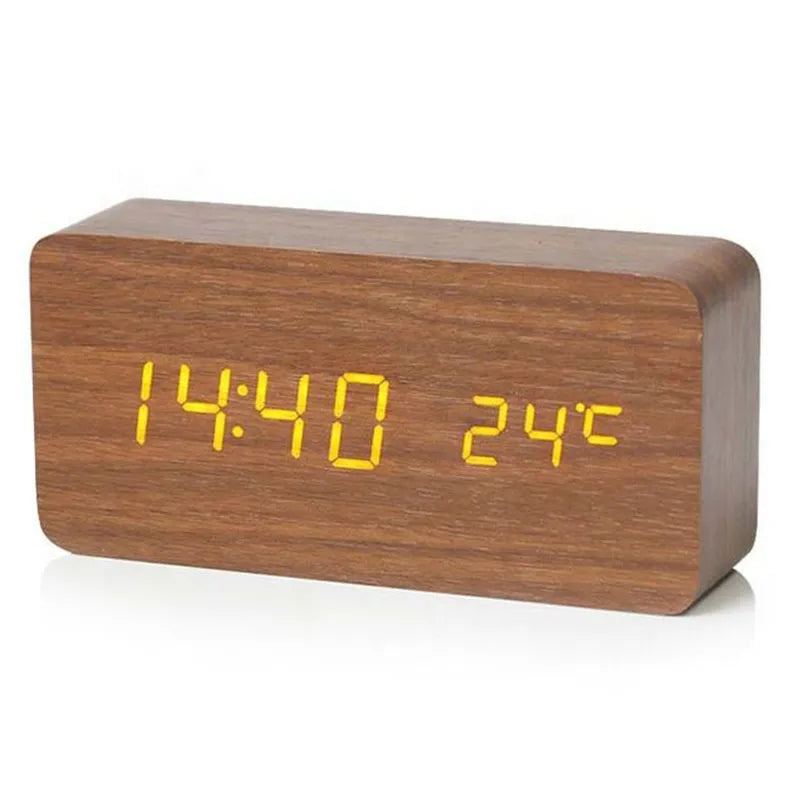 Niropi | Digital Wooden Alarm Clock | LED Display, Silent Operation
