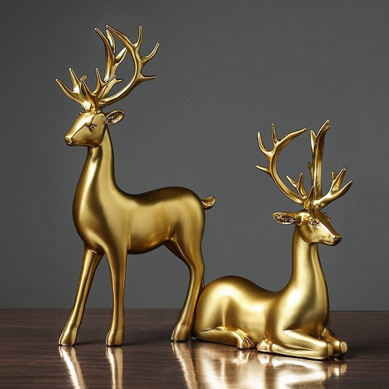 Niropi | Golden Couple Deer Figurines
