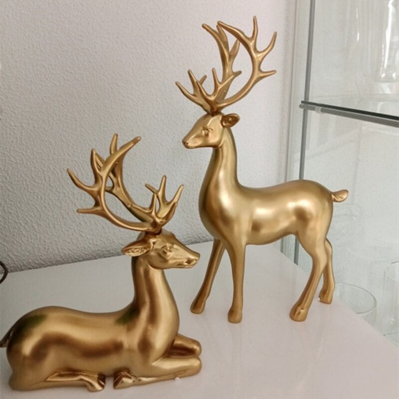 Niropi | Golden Couple Deer Figurines