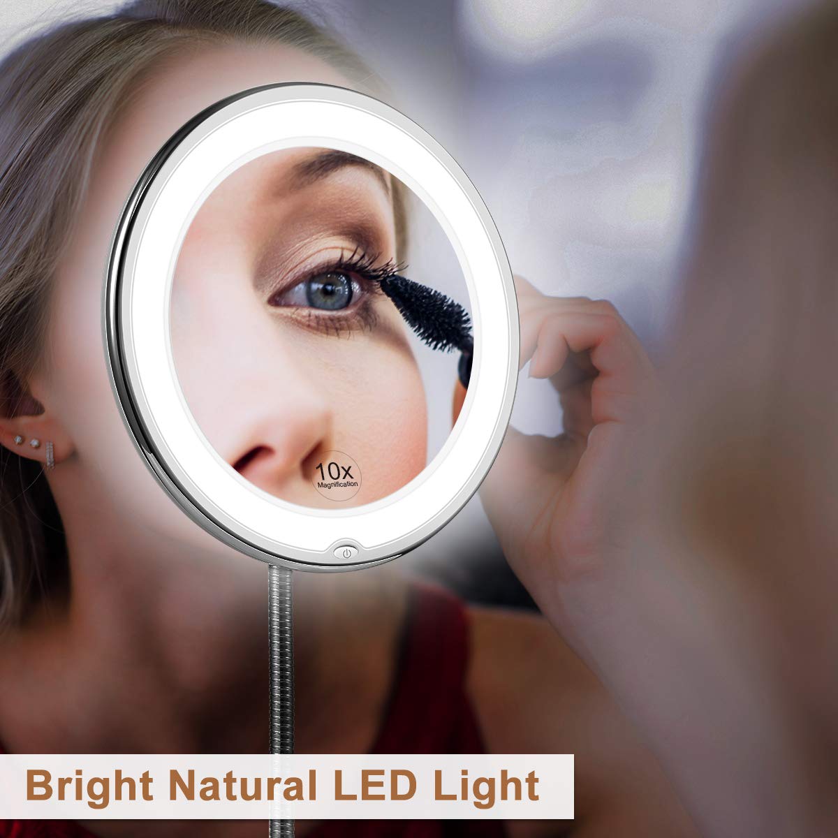 Niropi LED Magnifying Mirror with Flexible Gooseneck | 10x Magnification | Daylight LED | Cosmetic Mirror