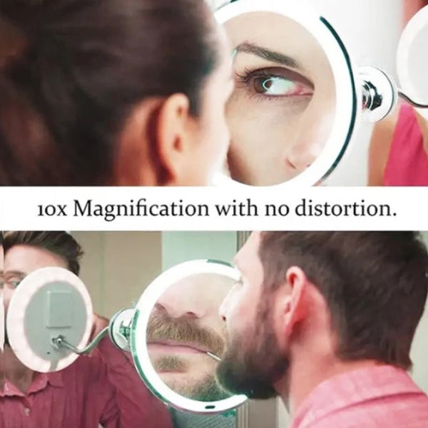 Niropi LED Magnifying Mirror with Flexible Gooseneck | 10x Magnification | Daylight LED | Cosmetic Mirror