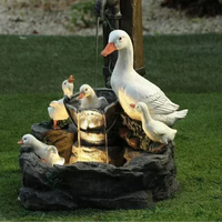 Niropi | Lunaverde Solar Deco Fountain Duck & Squirrel | Garden Figure with LED Light | Weatherproof Resin | For Terrace & Balcony
