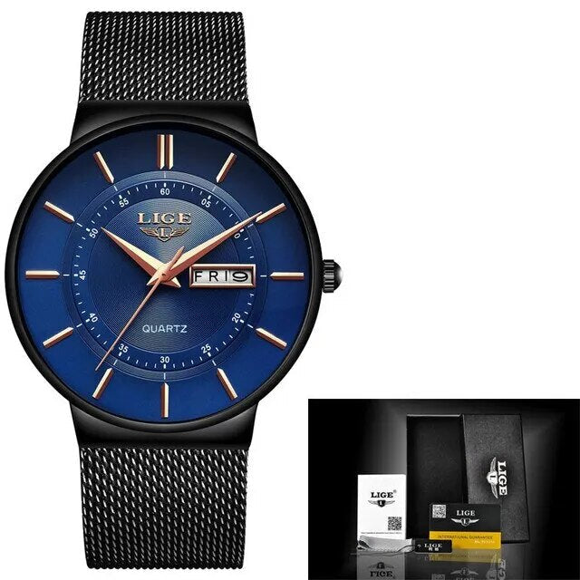 Niropi | Luxury Men’s Ultra-Thin Waterproof Stainless Steel Quartz Watch – Elegant Date Display Sports Wristwatch