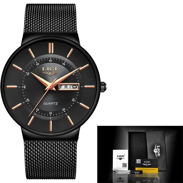 Niropi | Luxury Men’s Ultra-Thin Waterproof Stainless Steel Quartz Watch – Elegant Date Display Sports Wristwatch