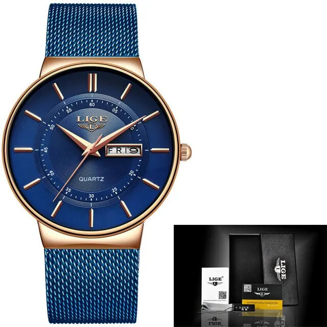 Niropi | Luxury Men’s Ultra-Thin Waterproof Stainless Steel Quartz Watch – Elegant Date Display Sports Wristwatch
