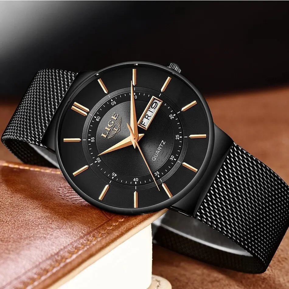 Niropi | Luxury Men’s Ultra-Thin Waterproof Stainless Steel Quartz Watch – Elegant Date Display Sports Wristwatch
