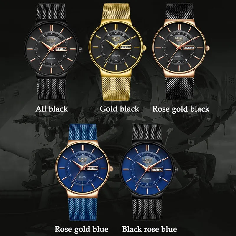 Niropi | Luxury Men’s Ultra-Thin Waterproof Stainless Steel Quartz Watch – Elegant Date Display Sports Wristwatch