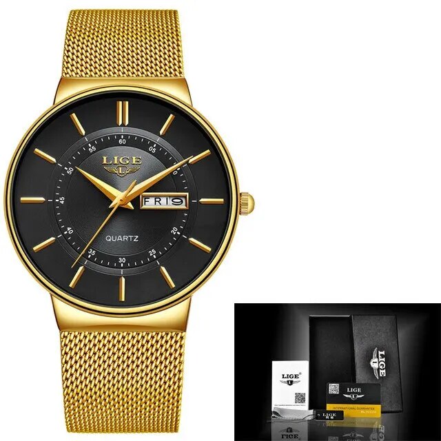 Niropi | Luxury Men’s Ultra-Thin Waterproof Stainless Steel Quartz Watch – Elegant Date Display Sports Wristwatch