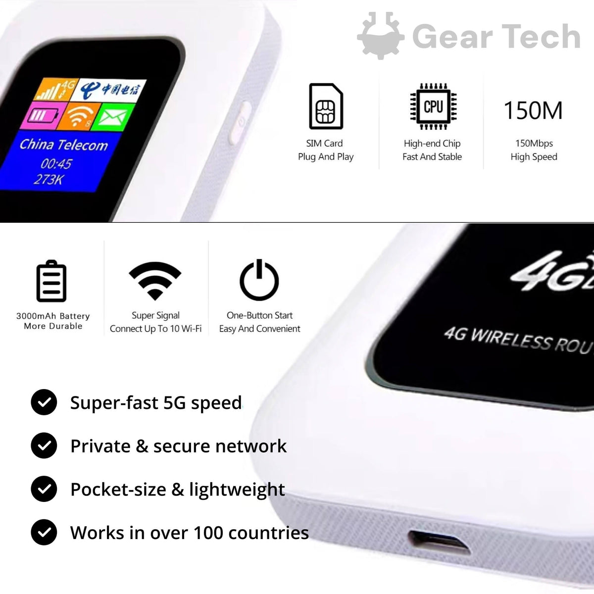 Niropi | Portable 5G Wi-Fi Router | Secure, High-Speed Connection for Travel & Home Use