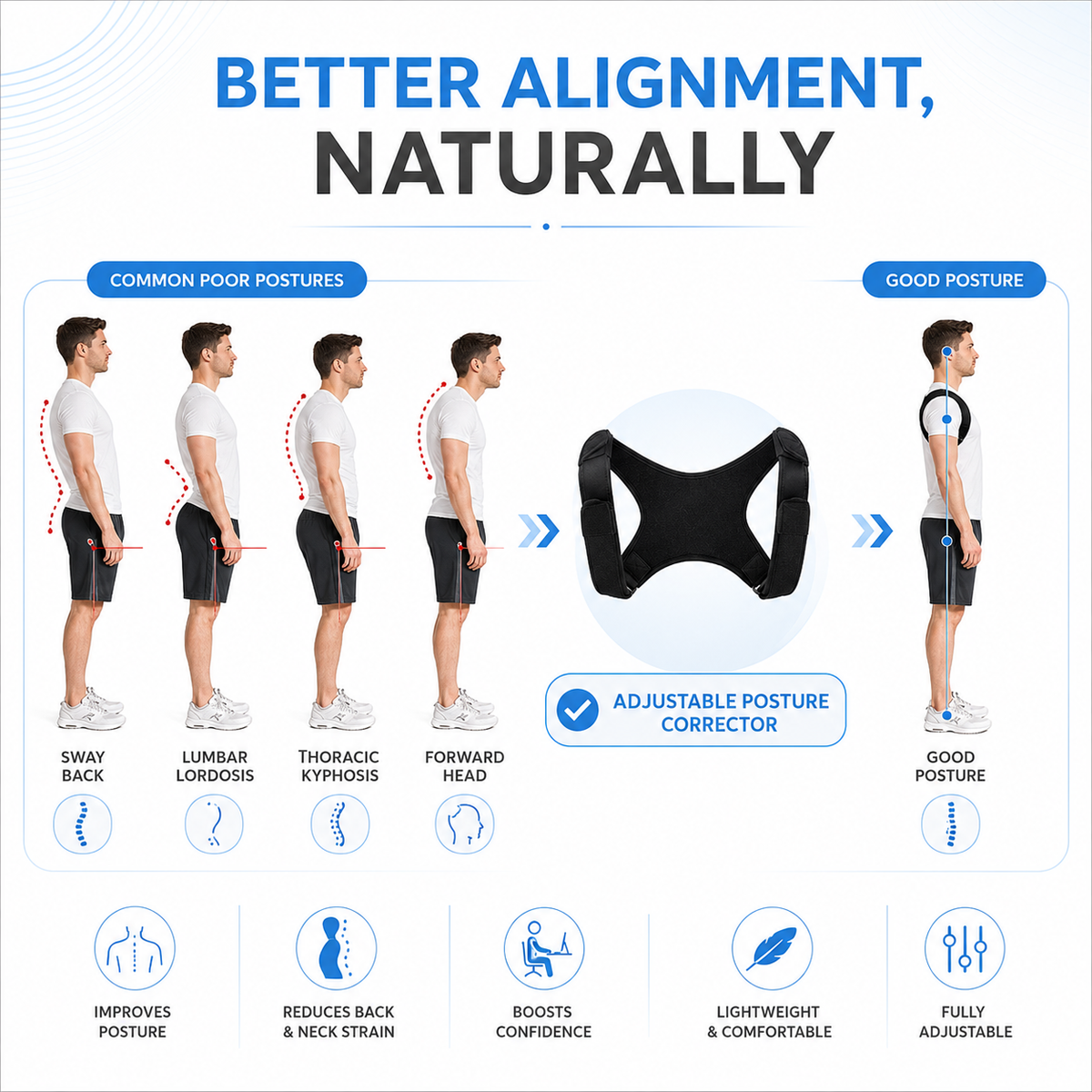 Niropi | PostuSure Adjustable Shoulder Posture Brace
