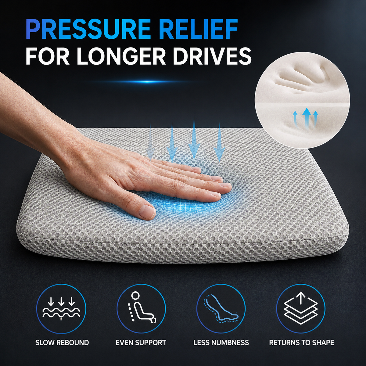 Niropi | RideLift Breathable Honeycomb Seat Cushion
