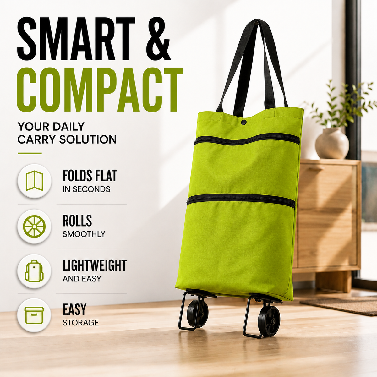 Niropi | Rollpack Foldable Wheeled Shopping Hand Cart