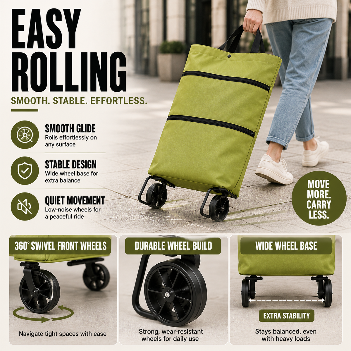 Niropi | Rollpack Foldable Wheeled Shopping Hand Cart
