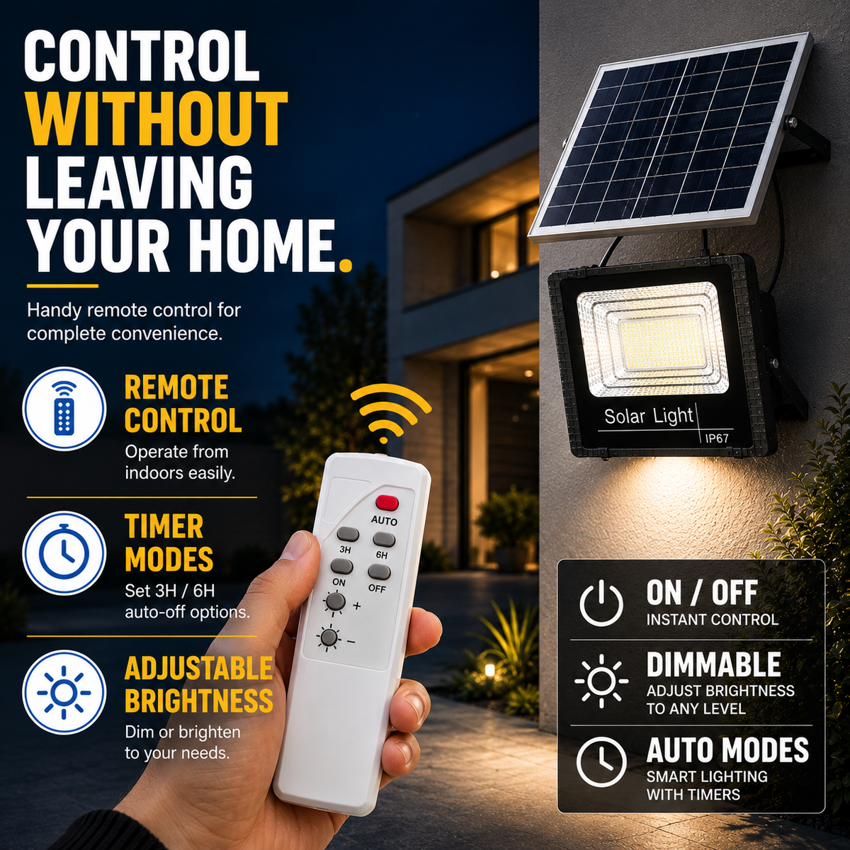 Niropi | Soluxe Solar-Powered Outdoor Flood Light With Remote
