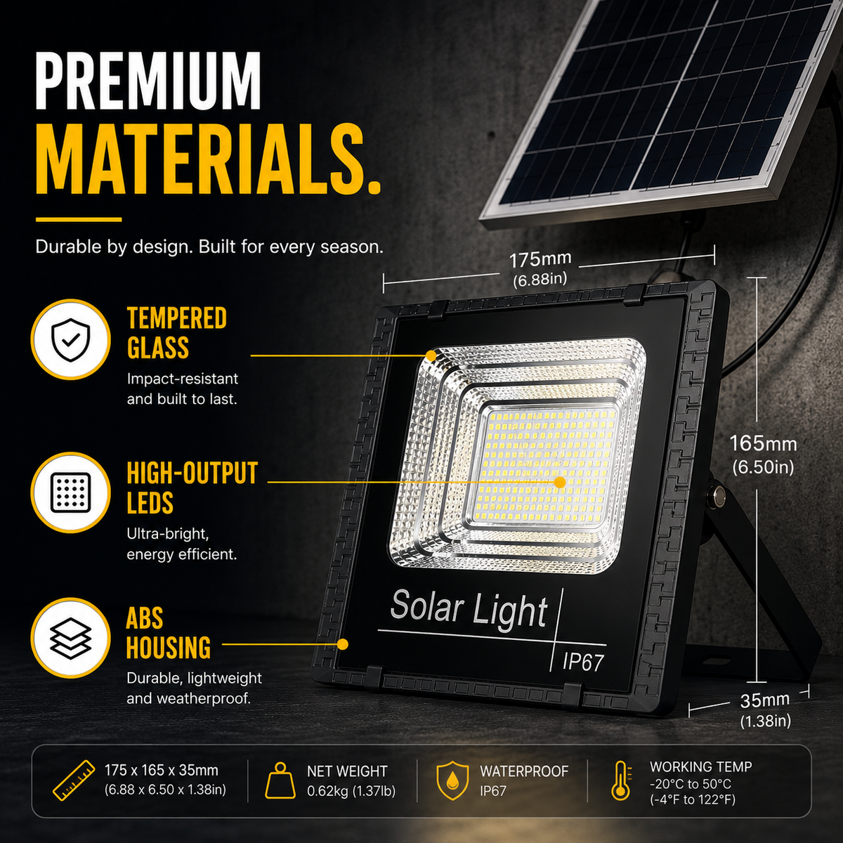 Niropi | Soluxe Solar-Powered Outdoor Flood Light With Remote