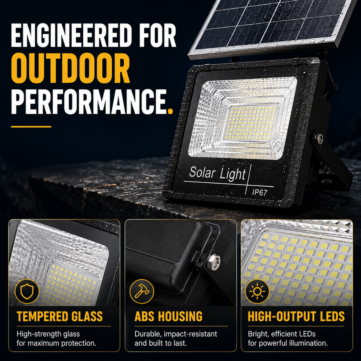 Niropi | Soluxe Solar-Powered Outdoor Flood Light With Remote