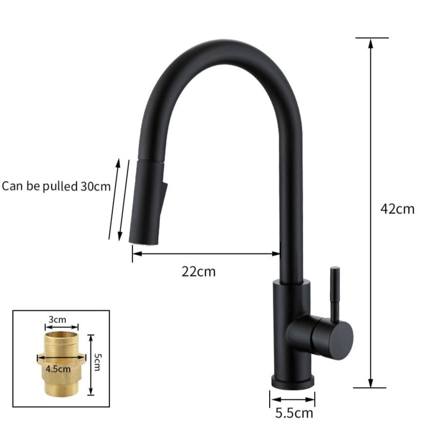 Niropi | TouchTech Pull-Out Kitchen Tap – Sensor Touchless Mixer Tap with Flexible Spout | Modern Brass Faucet