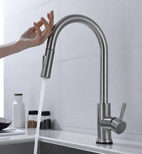 Niropi | TouchTech Pull-Out Kitchen Tap – Sensor Touchless Mixer Tap with Flexible Spout | Modern Brass Faucet