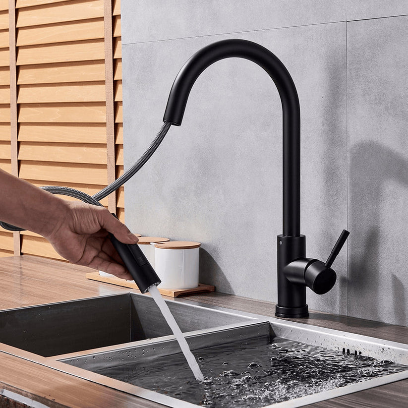 Niropi | TouchTech Pull-Out Kitchen Tap – Sensor Touchless Mixer Tap with Flexible Spout | Modern Brass Faucet