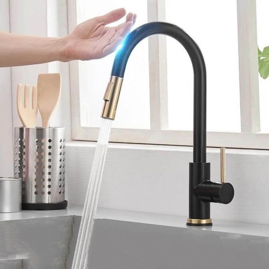 Niropi | TouchTech Pull-Out Kitchen Tap – Sensor Touchless Mixer Tap with Flexible Spout | Modern Brass Faucet