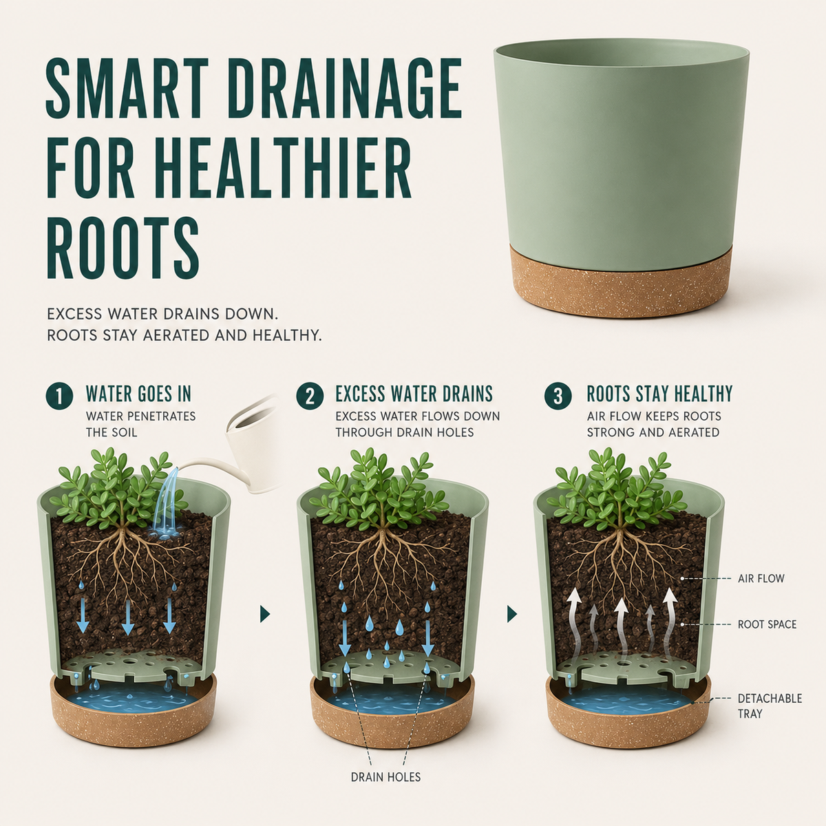 Niropi | Verdara Large Lightweight Pot With Drainage Holes