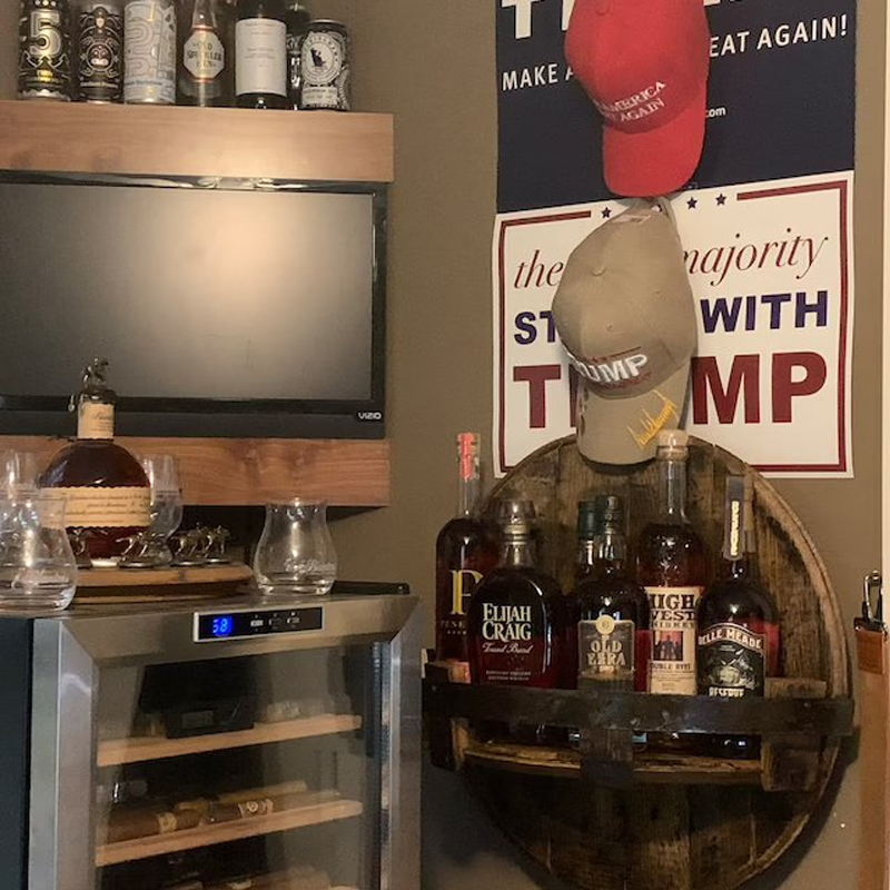 Niropi | Whiskey Barrel Wall Shelf | Rustic Solid Wood Design | Round