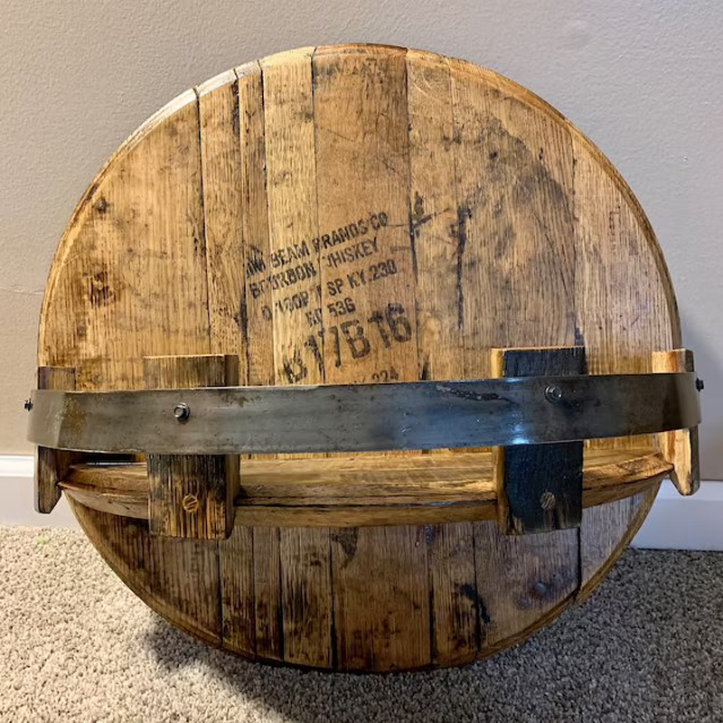 Niropi | Whiskey Barrel Wall Shelf | Rustic Solid Wood Design | Round
