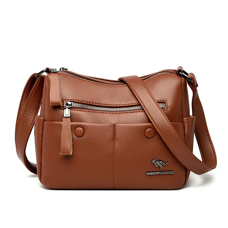 Crossbody Bag with Zipper Pockets and Adjustable Strap