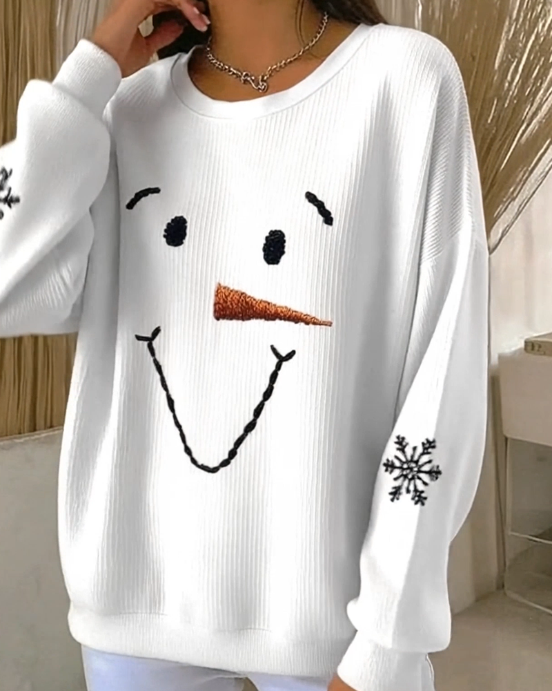 Cute Snowman Face Sweatshirt