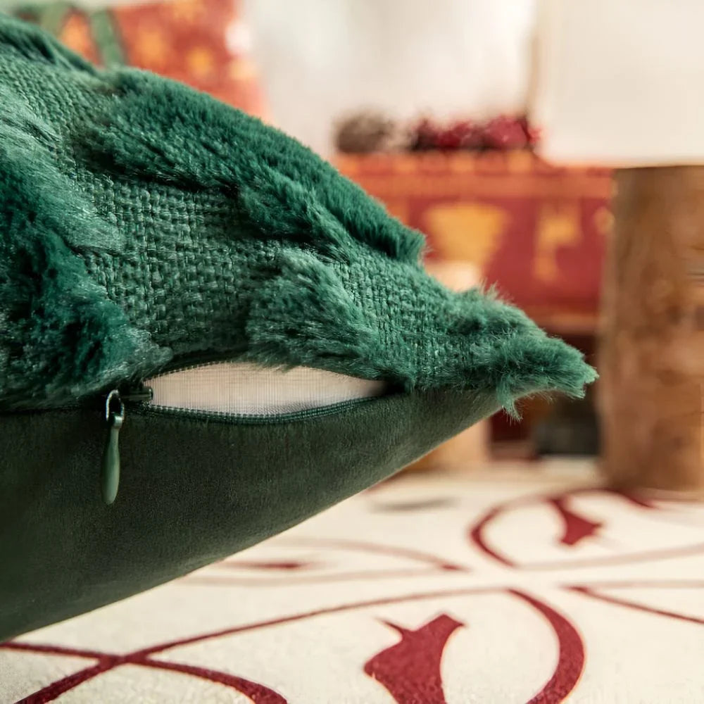 Decorative Plush Pillowcase with Textured Christmas Tree Pattern