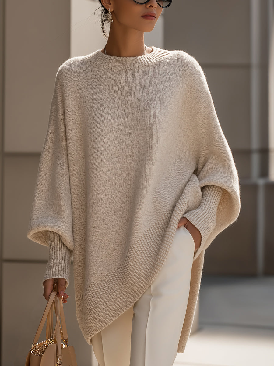 Elegant Sweater with Asymmetrical Hem