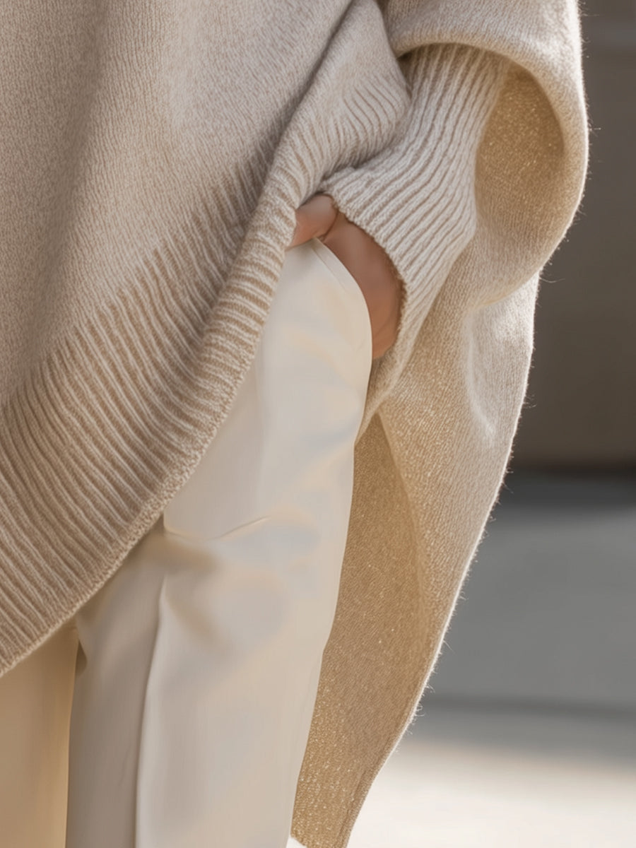 Elegant Sweater with Asymmetrical Hem