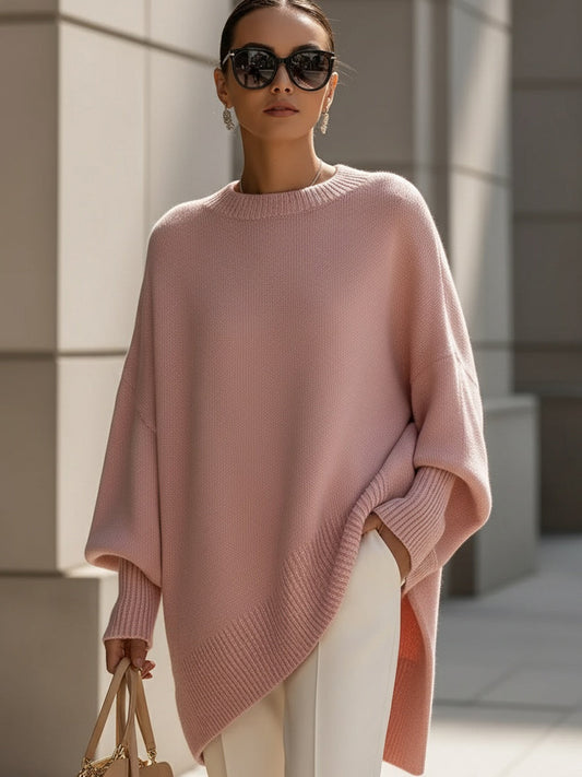 Elegant Sweater with Asymmetrical Hem