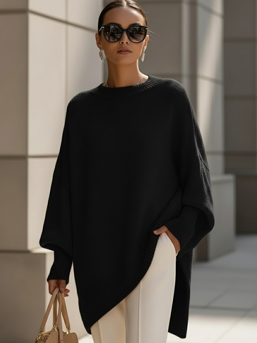 Elegant Sweater with Asymmetrical Hem