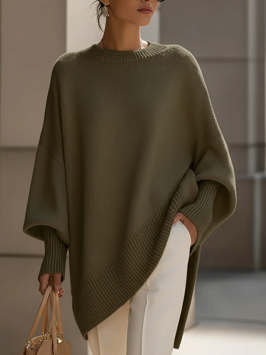 Elegant Sweater with Asymmetrical Hem