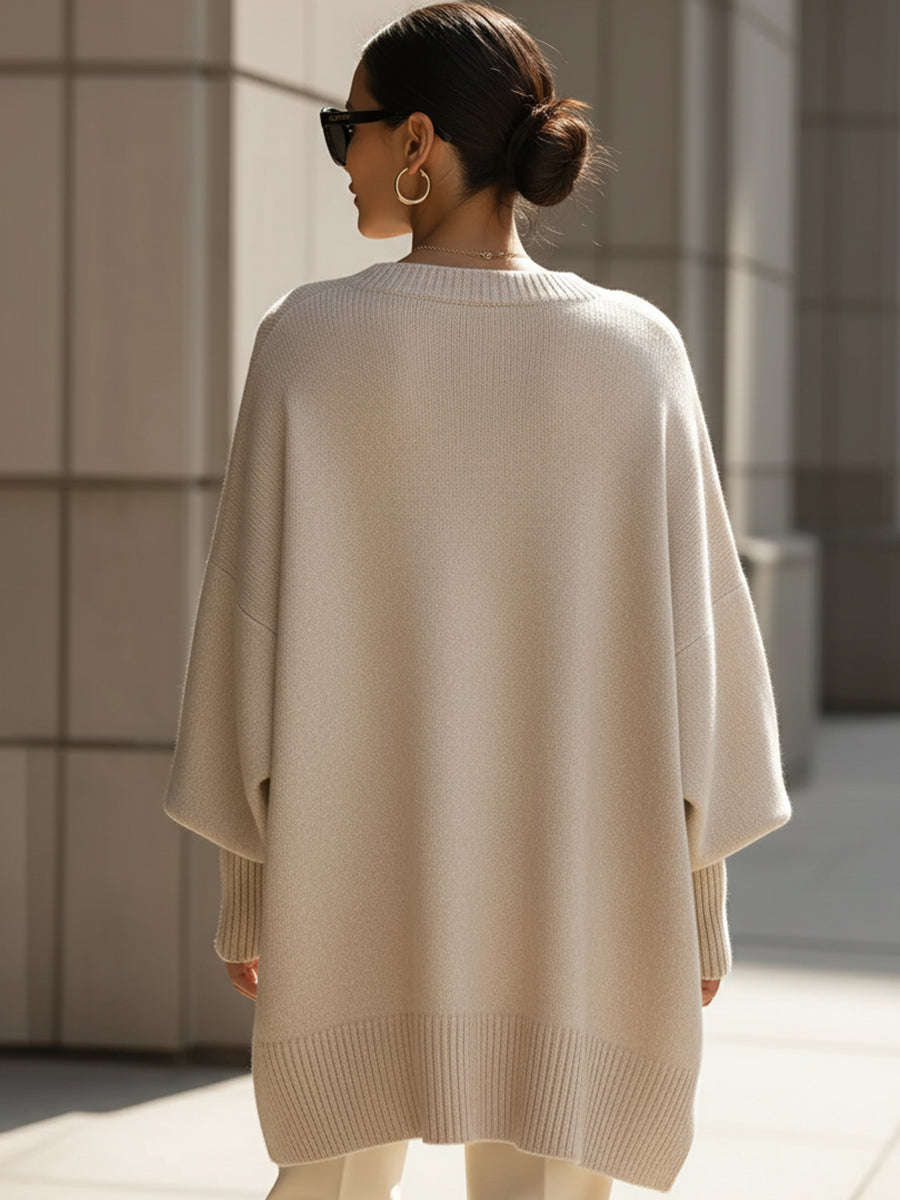 Elegant Sweater with Asymmetrical Hem