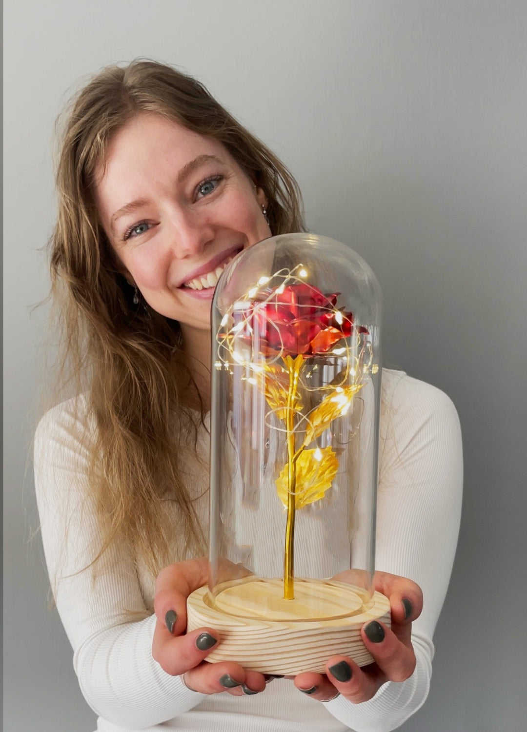 Eternal Rose | Golden Rose in Glass Dome with LED Lighting