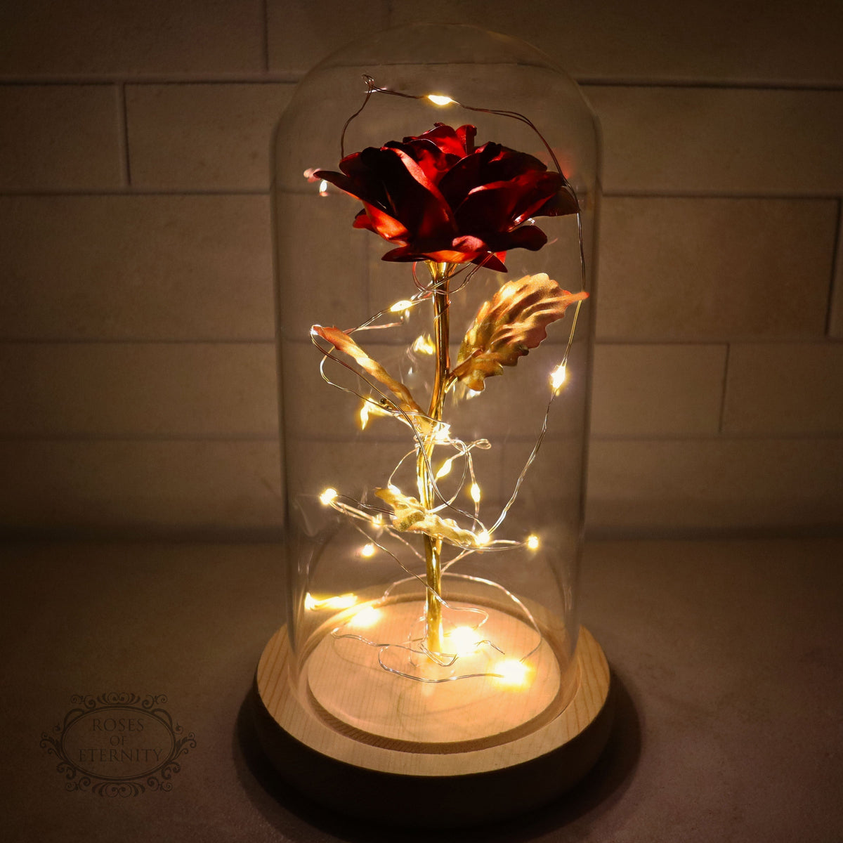 Eternal Rose | Golden Rose in Glass Dome with LED Lighting