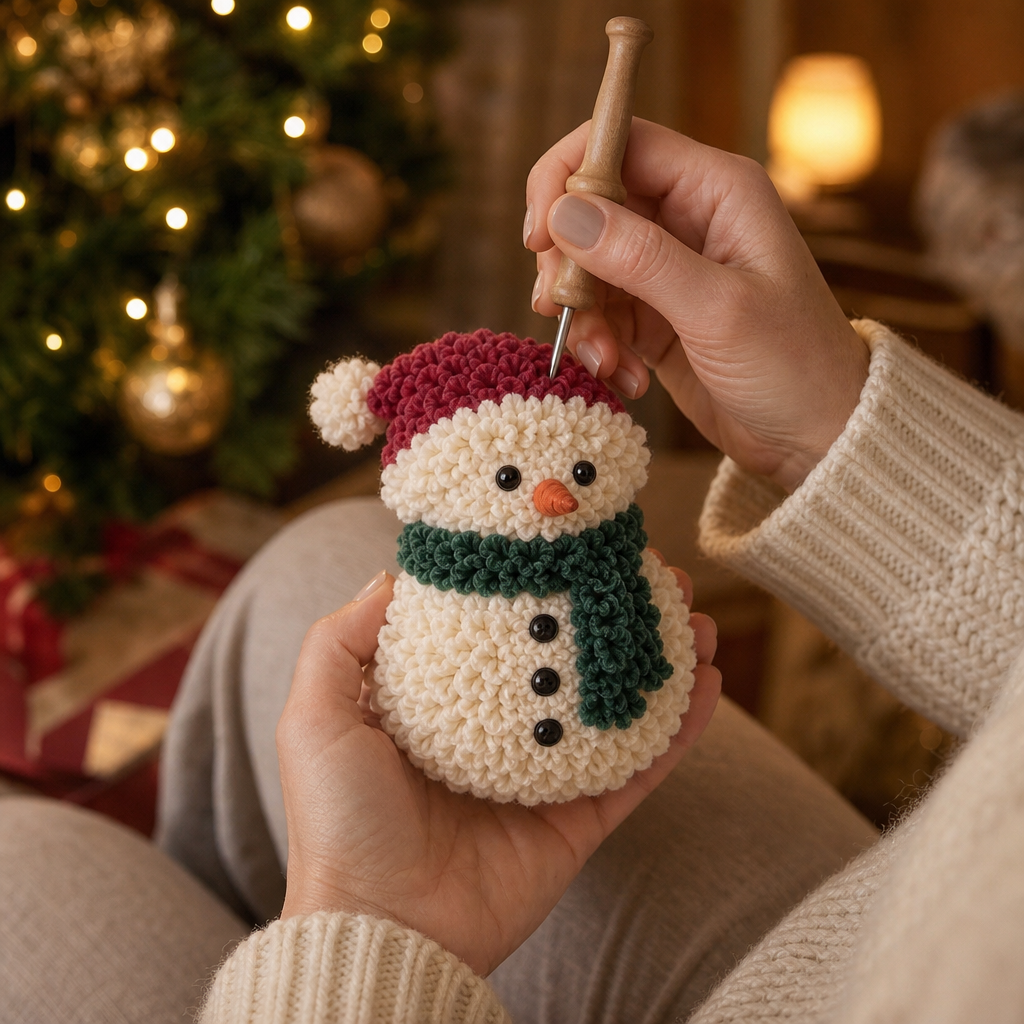 Fabric-Poke Snowman Christmas Ornament Kit