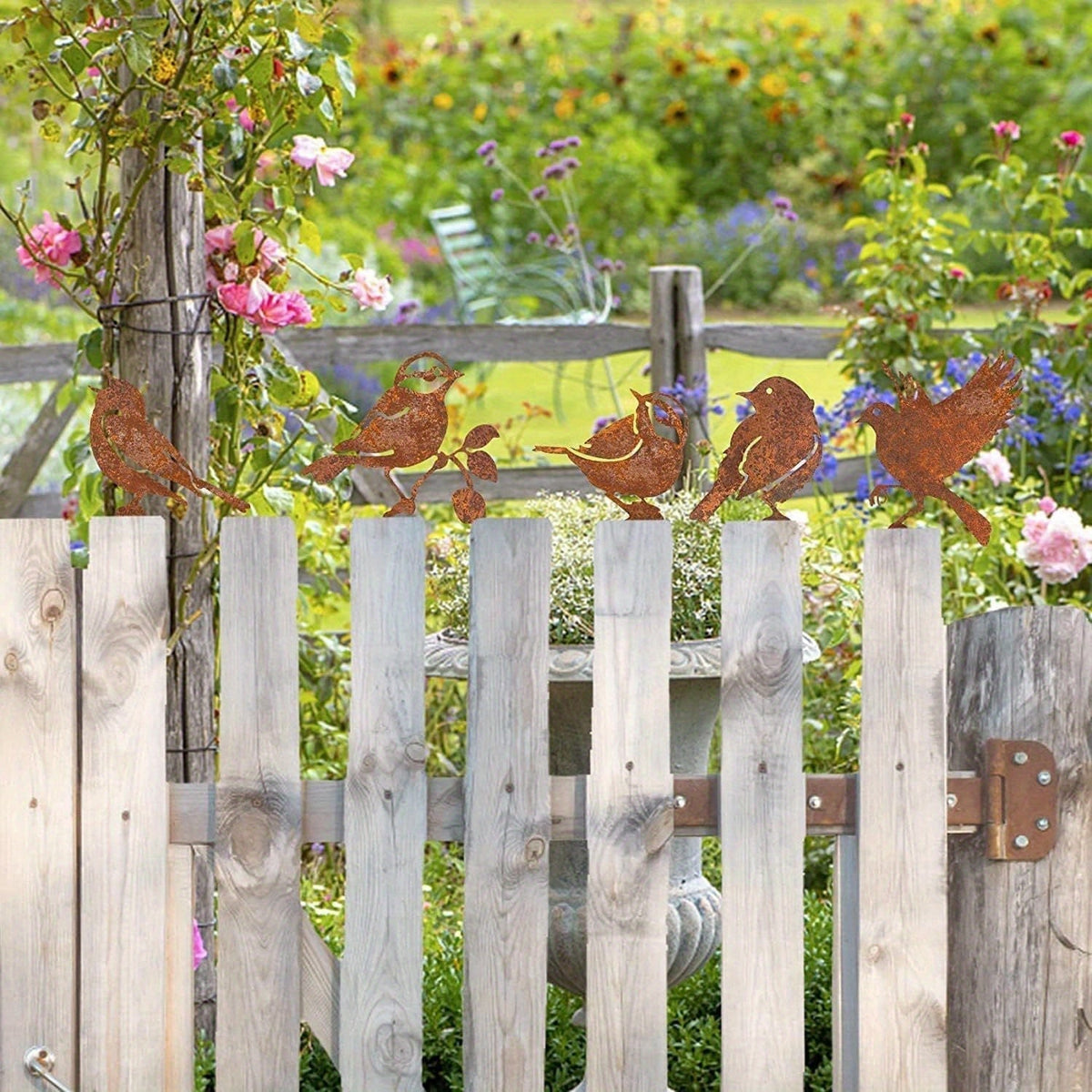 Garden Birds Set | Corten Steel Decor | Weather Resistant Outdoor Sculpture